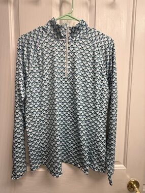 Lightweight Chevron Quarter-Zip Pullover - Blue & White